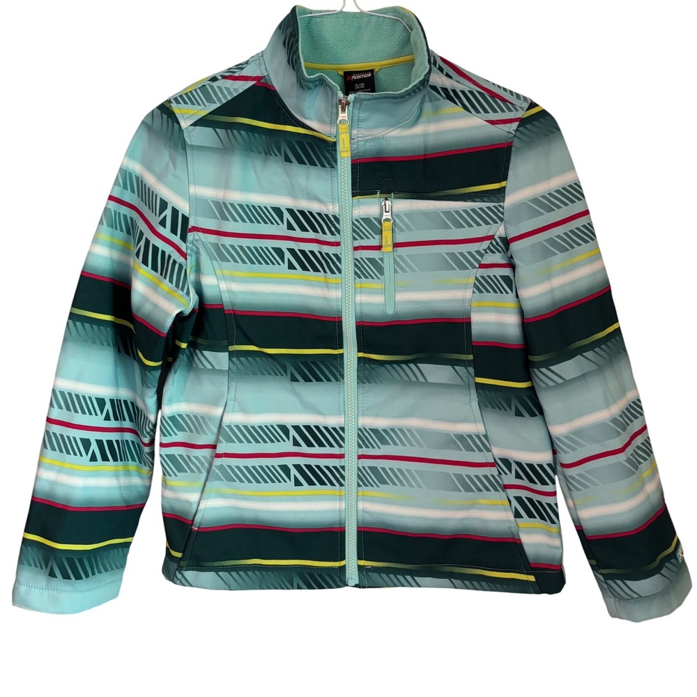 Mountain Expedition Kids XL (14-16) Softshell Jacket Full Zip Striped‎ Fall Warm